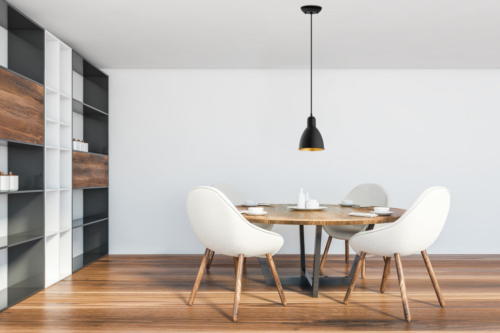 Priddy 2 1-Light Mini Pendant - Black Exterior and Gold Interior Shade
