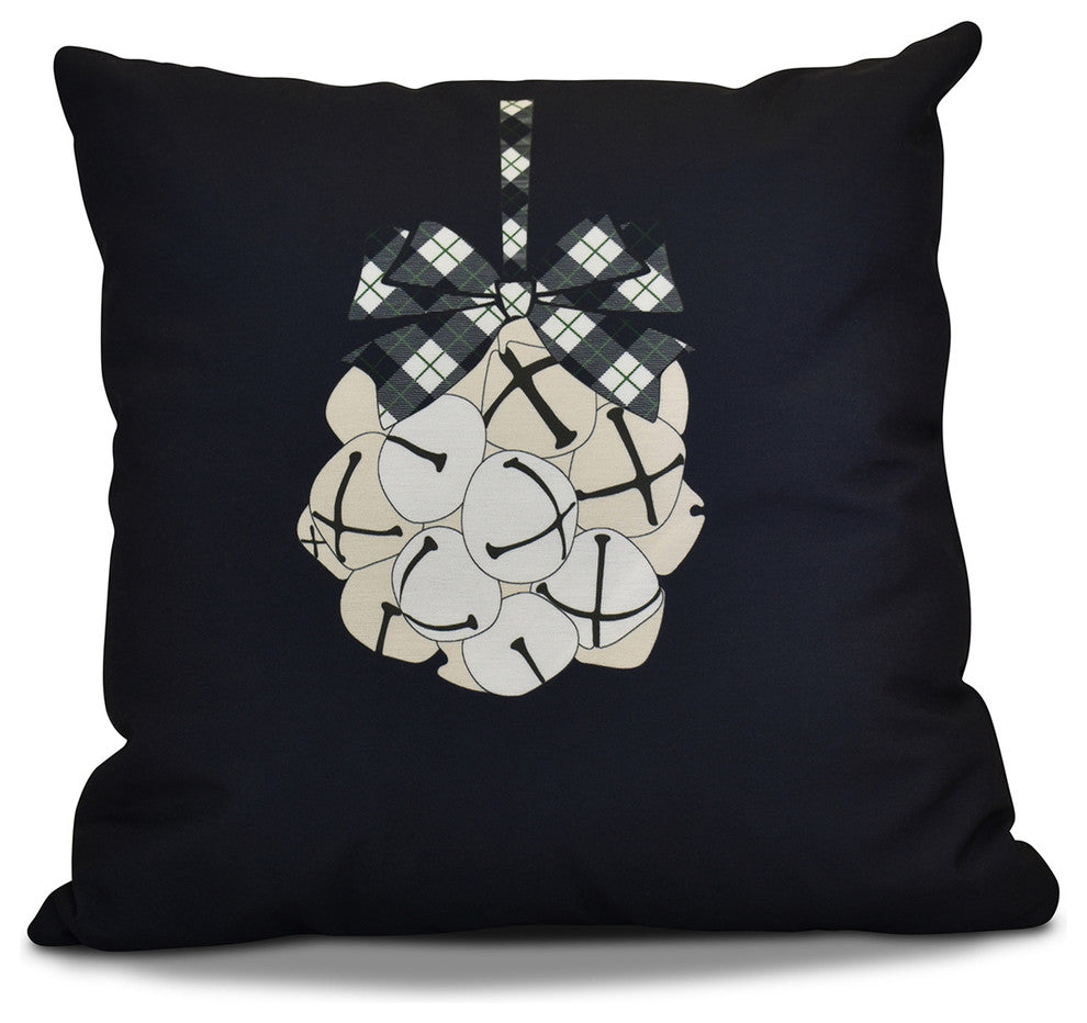 Jingle Bells Pillow, Navy Blue, 26"x26"