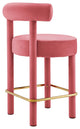 Toulouse Performance Velvet Counter Stool, Curved Round Bolster Kitchen Stool, Pink