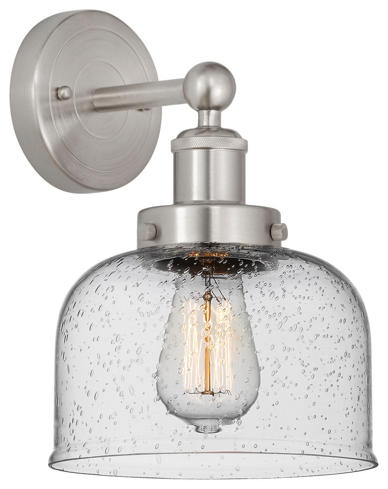 Edison Large Bell 7" Sconce, Brushed Satin Nickel, Smoked Shade