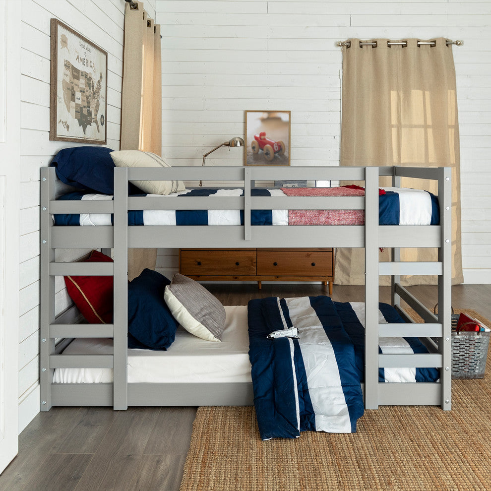 Low Wood Twin Bunk Bed, Gray