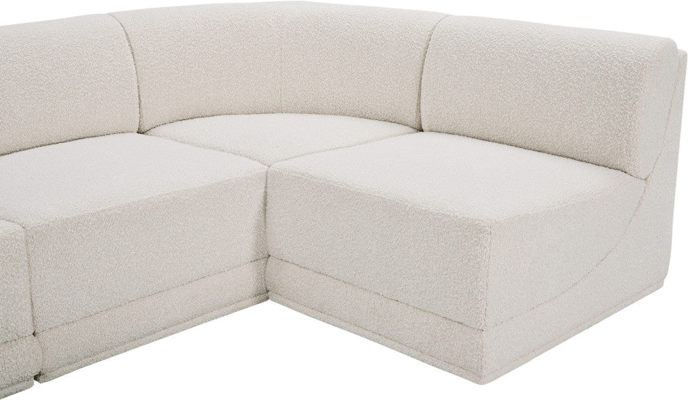 Ollie Black Boucle Fabric U-Shaped Modular Sectional, Cream, 9-Piece: 7 Armless Chair, 2 Corner Chair