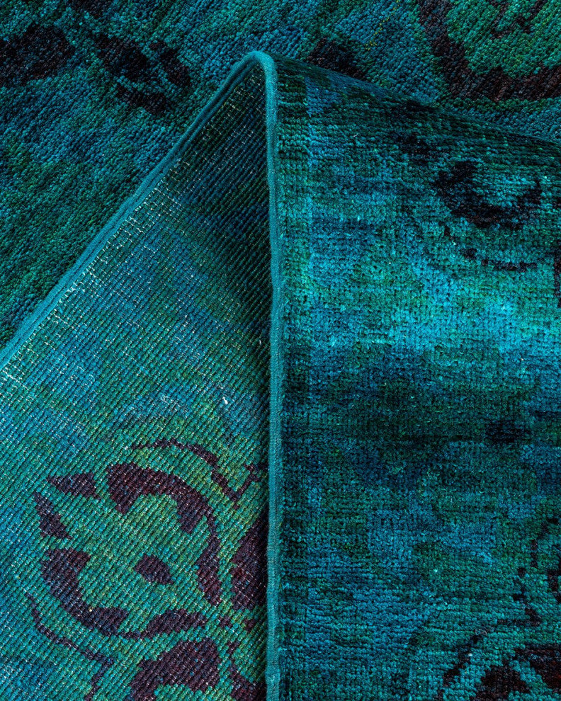 Overdyed, One-of-a-Kind Hand-Knotted Area Rug Green, 5'10"x9'1"