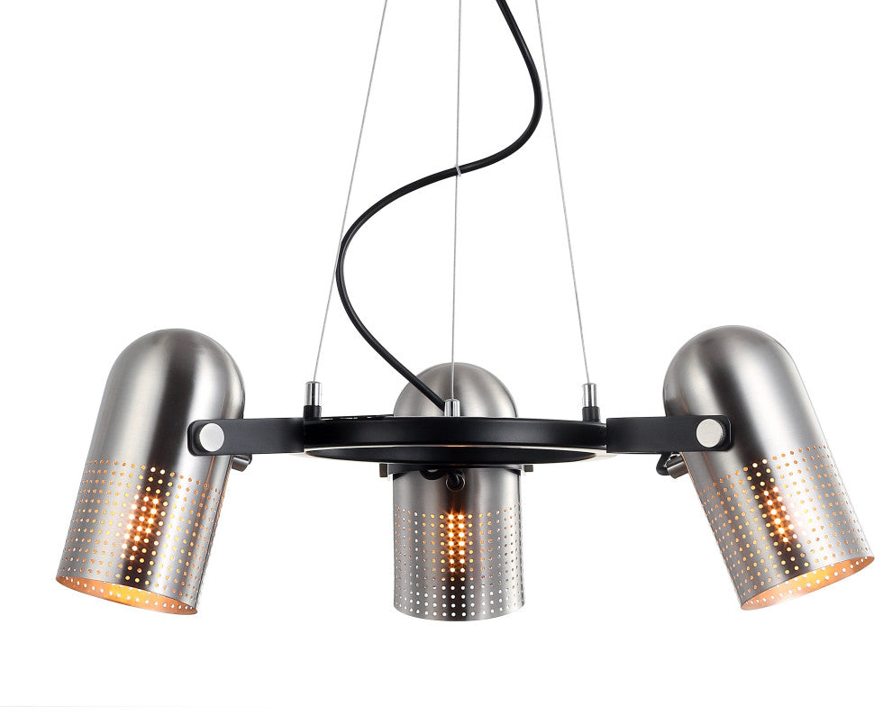 Loki 22" 3-Light Adjustable Metal LED Pendant, Brushed Nickel