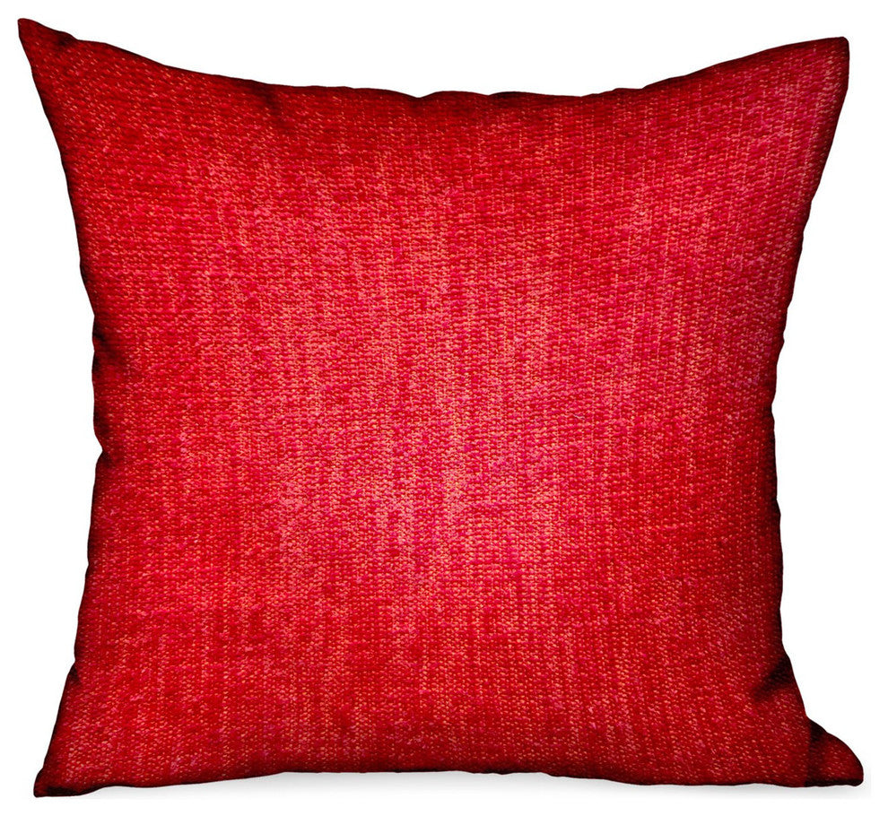 Plutus Scarlet Zest Red Solid Luxury Outdoor/Indoor Throw Pillow, 12"x20"