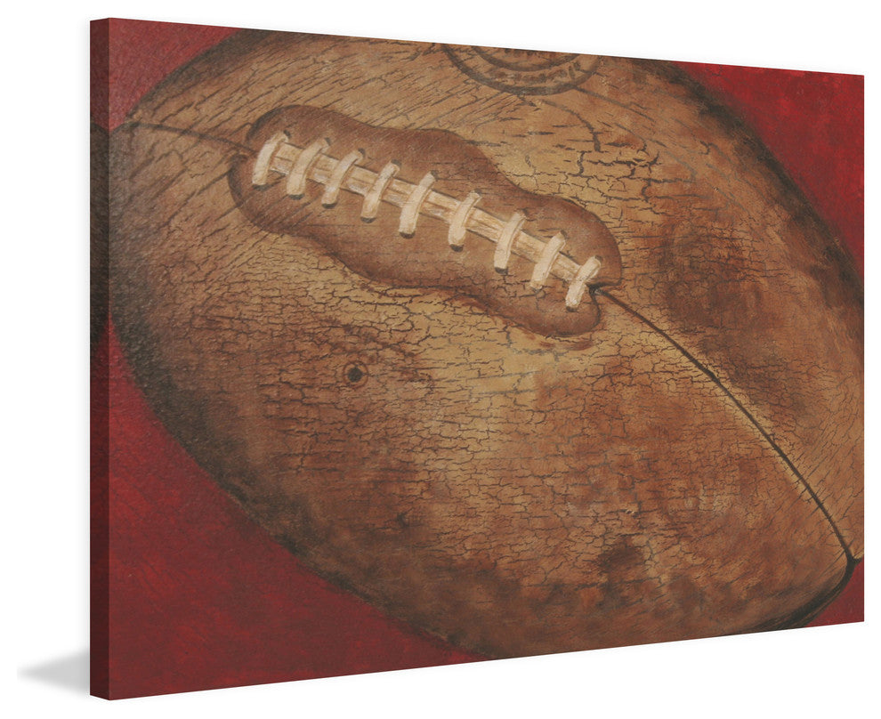 Marmont Hill, "Crackle Football" by Reesa Qualia Print on Wrapped Canvas, 30x20