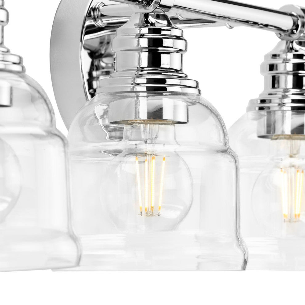Ambrose Collection 29" 4-Light Polished Chrome Clear Glass Bath Vanity Light