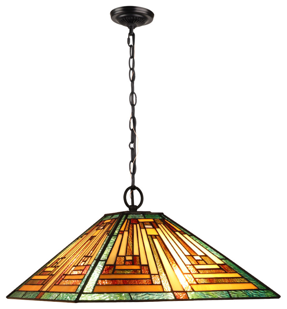 Firman Tiffany 2-Light Mission Ceiling Pendant 16" Shade
