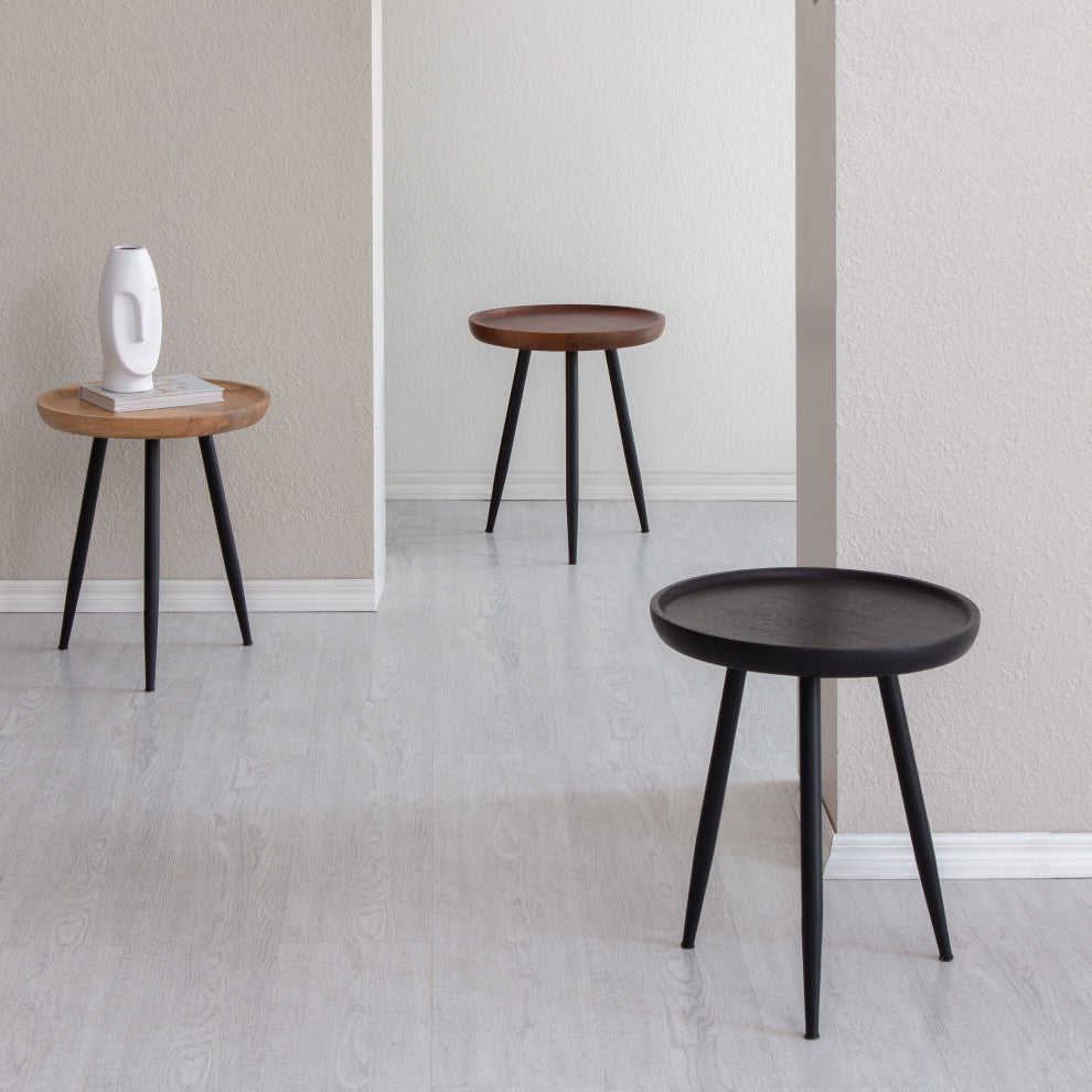 Chevery Small Tri Pin Side Table, Black