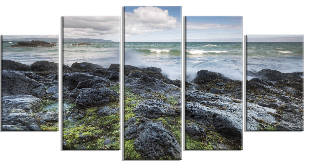"Rocky North Ireland" Seashore Photography Canvas Print, 5 Panels, 60"x32"