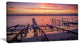 Fishing Pier in Sea at Sunset, Seashore Canvas Art Print, 32"x16"