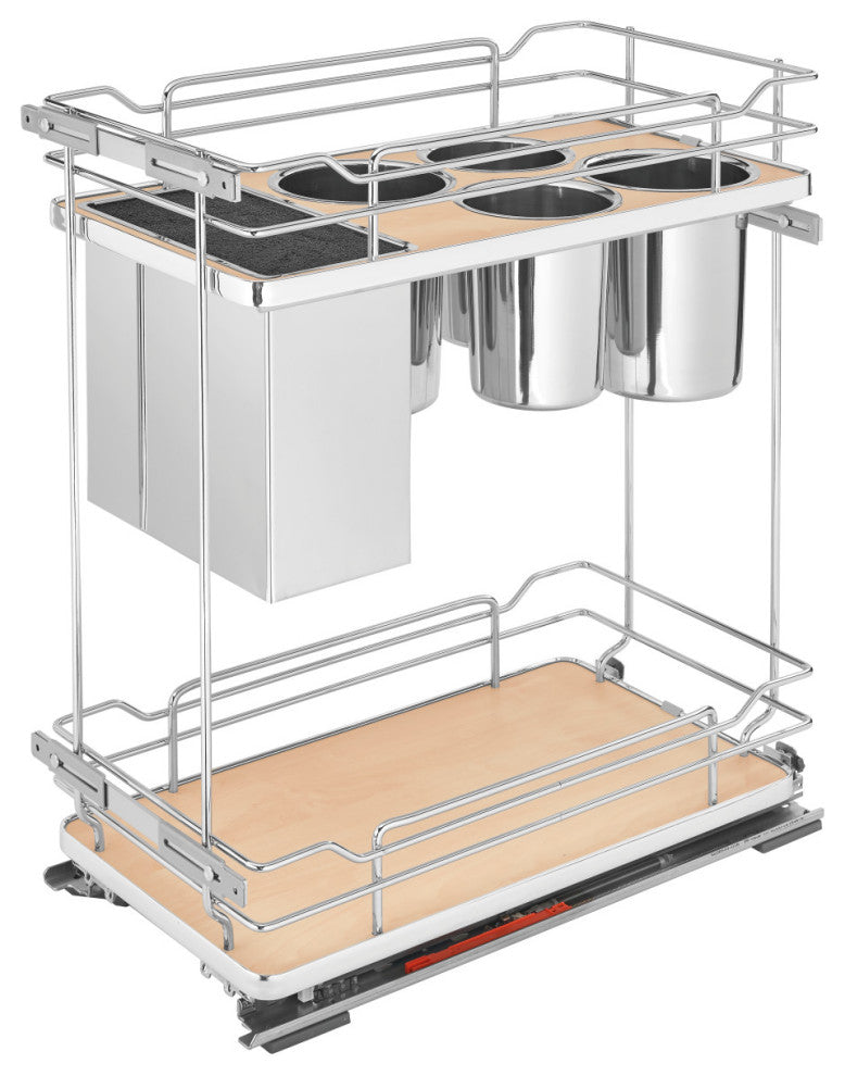 Two-Tier Knife Block Pull Out Organizers With Soft Close, 11.75"