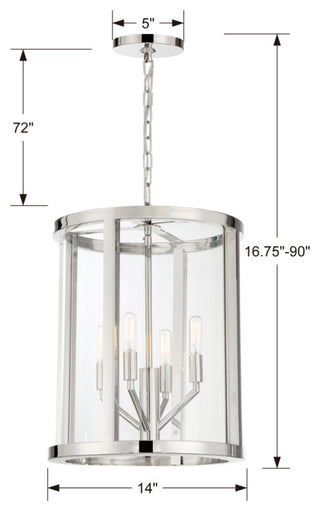 Devon Four Light Lantern in Polished Nickel