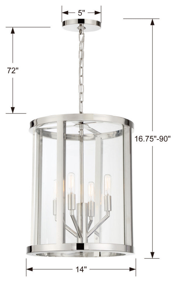 Devon Four Light Lantern in Polished Nickel
