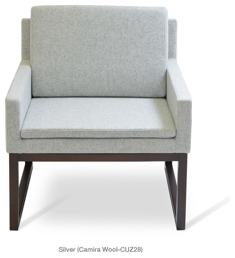 Nova Wood Chair, American Walnut Base, White Leatherette