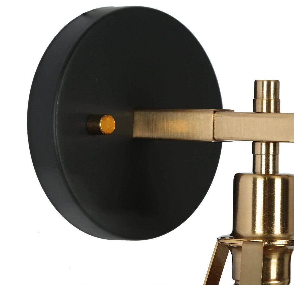 LNC Modern 1-Light Dimmable Metal Armed Wall Sconce 6"W, Black and Gold