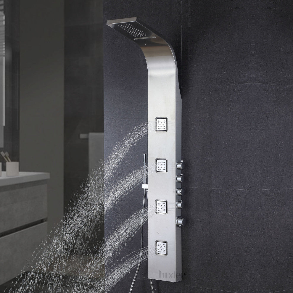 Luxier 59" Shower Panel System With Rainfall Waterfall Shower Head Hand Shower