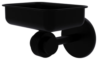 Satellite Orbit Two Wall Mount Soap Dish With Groovy Accents, Matte Black