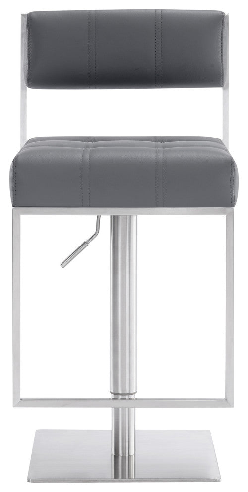 Kylee Swivel Barstool in Faux Leather, Gray