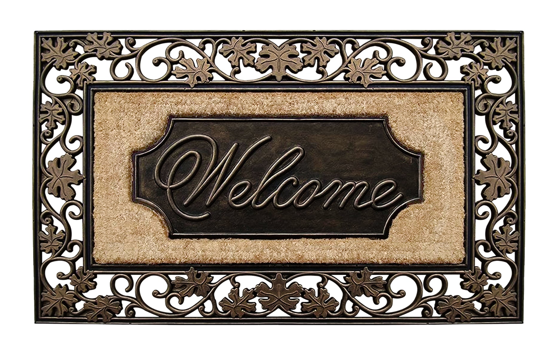 First Impression Rubber/Coir Dirt Trapper 18"x30" Welcome Doormat