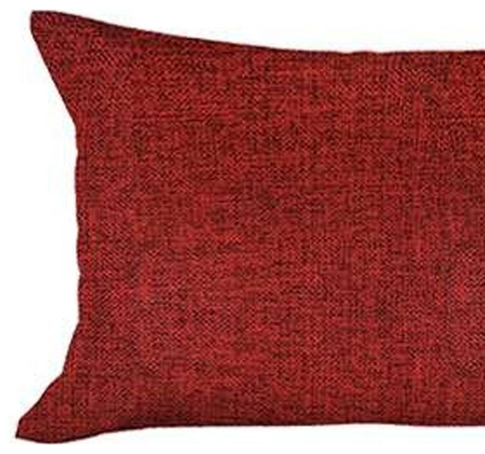 Set of 4 Red Jacquard Lumbar Pillow Covers