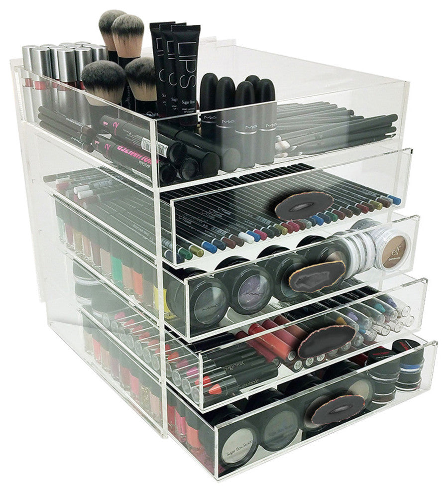 OnDisplay Ultimate Diva Cosmetic Organization Station - 12" Cube - Gold/Silver