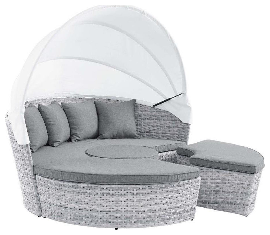 Scottsdale Canopy Outdoor Patio Daybed Light Gray Gray -4442
