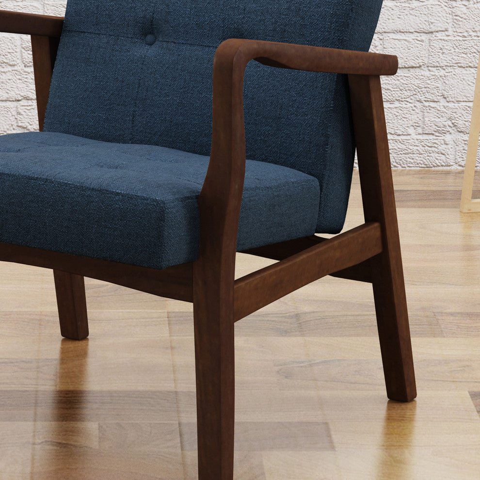 GDF Studio Gunther French-Style Fabric Club Chair, Blue/Espresso
