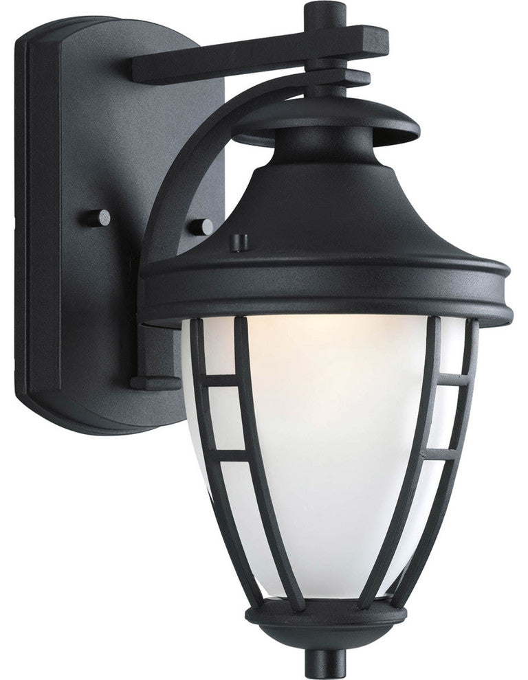 Fairview 1-Light Wall Lantern Textured Black Etched Glass