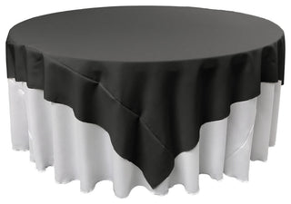 LA Linen Square Polyester Poplin Tablecloth, Black, 72"x72"