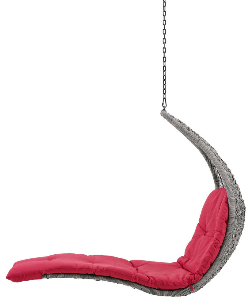 Swing Lounge Chair, Gray Red, Outdoor Patio Balcony Cafe Bistro Garden