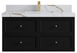 Roswell Floating 42" Single Sink Bath Vanity, Black 2" Calacatta Gold