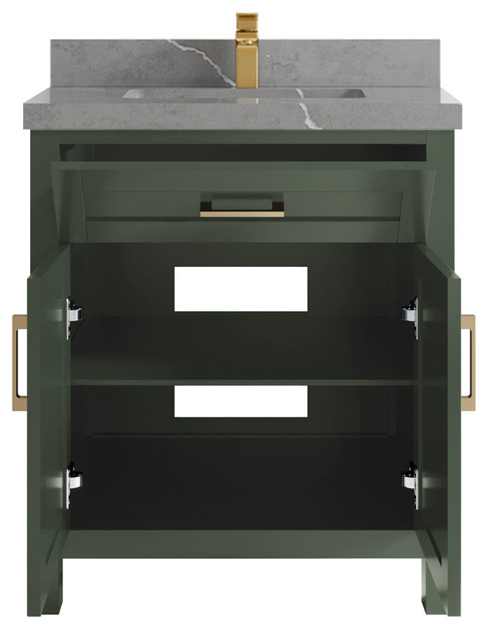 Cambridge 30 Single Sink Bath Vanity in Pewter Green 2" Piatra Gray