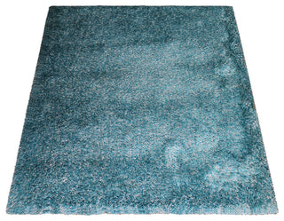 HAND TUFTED SHAG POLYESTER ECO-FRIENDLY AREA RUGS- Turquoise&White Color, Solid
