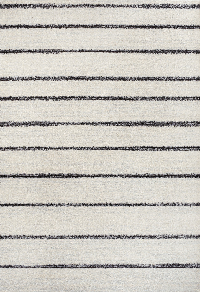 Williamsburg Minimalist Stripe Rug, Cream/Black, 5 Ft. X 8 Ft.