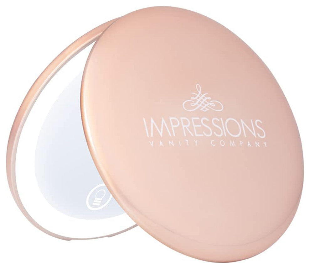 Touch Mini Rechargeable LED Compact Mirror, Pearl Rose Gold