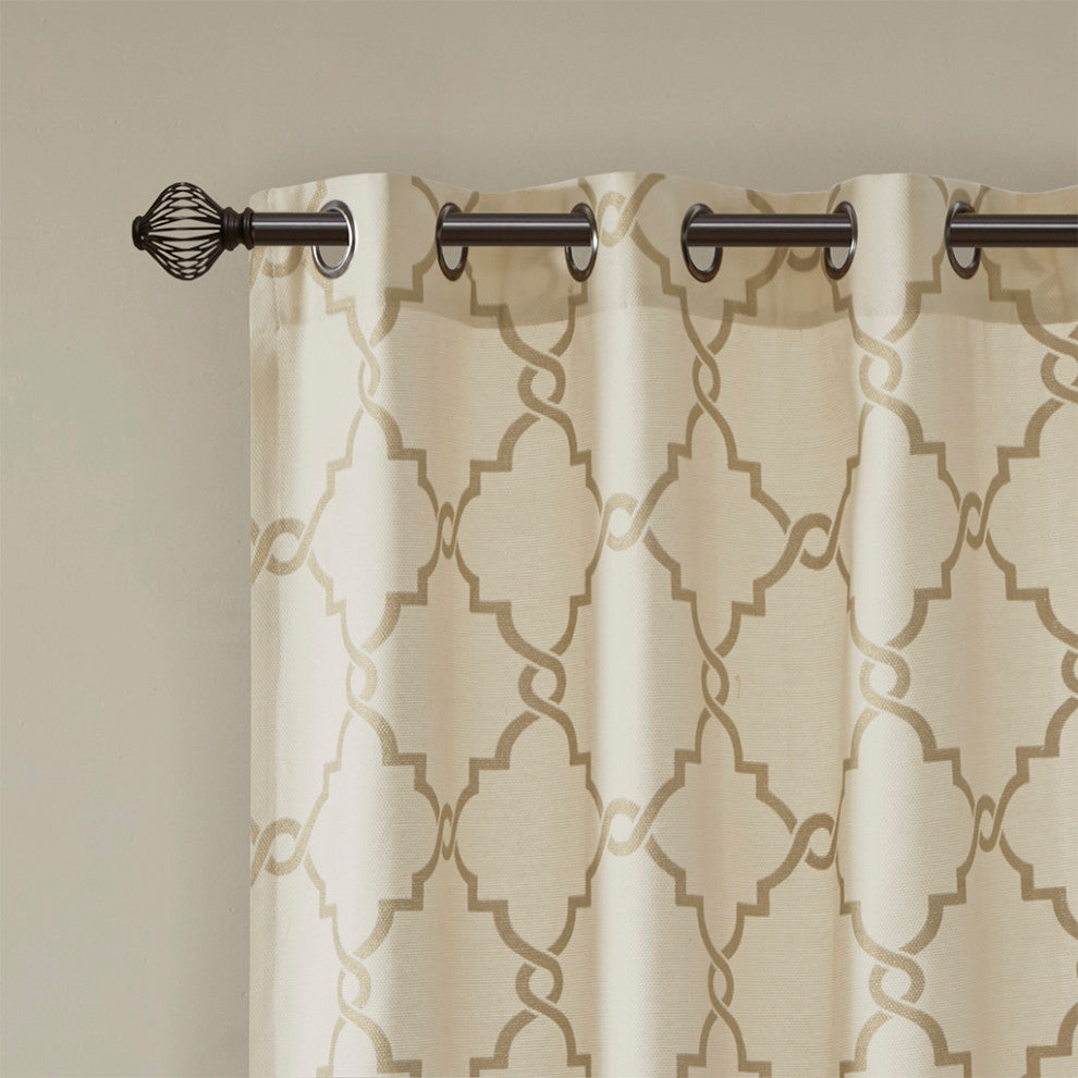Madison Park Saratoga Fretwork Print Grommet Top Window Curtain Panel