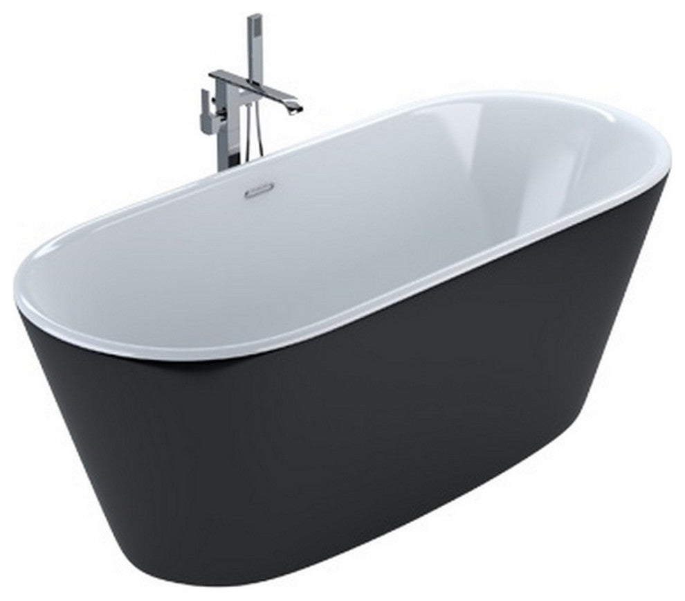 Kube Ovale 59'' White Free Standing Bathtub, Black