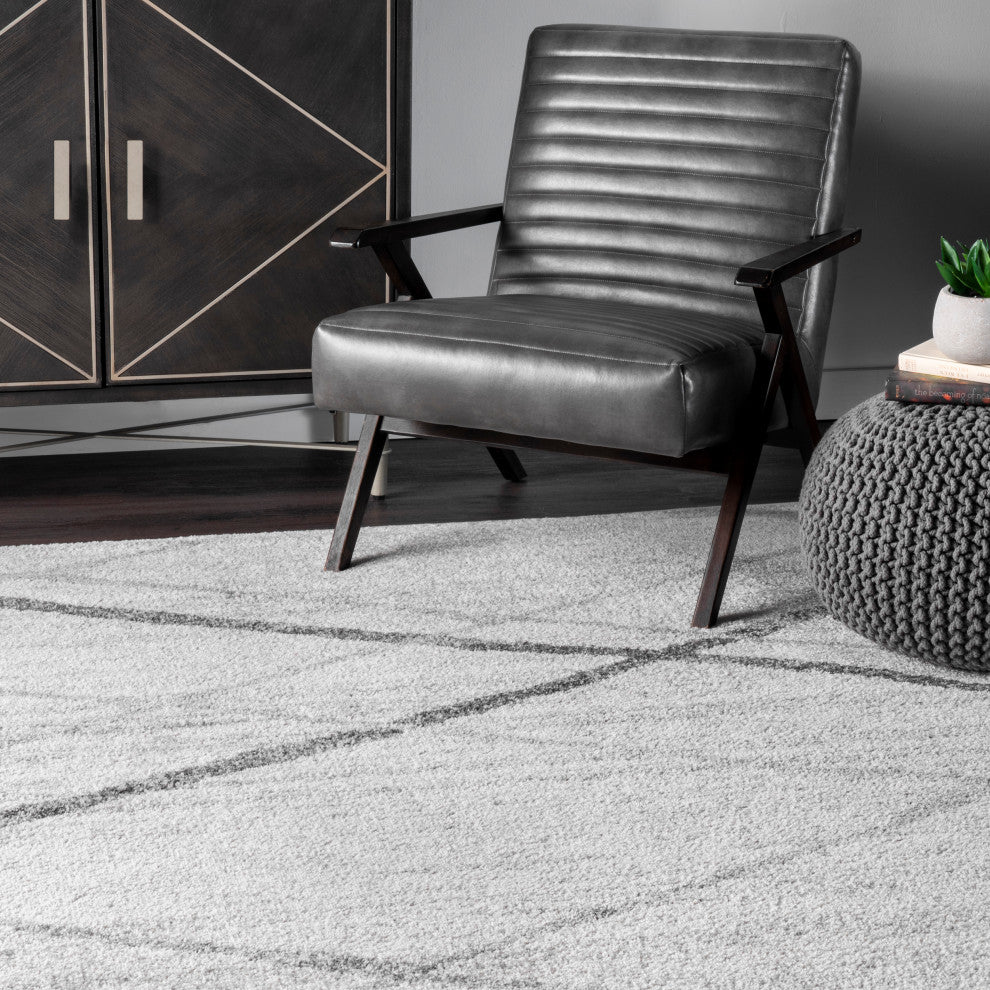 Nuloom Thigpen Striped Contemporary Area Rug, Grey 7'6"x7'6"