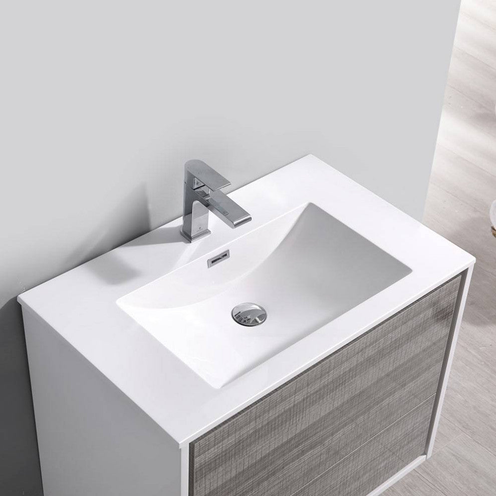 Fresca FCB9230HA-I Catania 30" Glossy Ash Gray Wall Hung Cabinet With Sink
