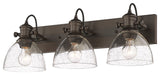Hines 3-Light Semi-Flush, Rubbed Bronze With Opal Glass, Rubbed Bronze With Seed