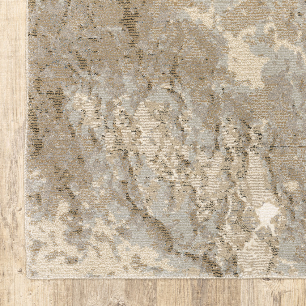 Elements Abstract Desert Beige/Grey Area Rug, 2'6"x12'