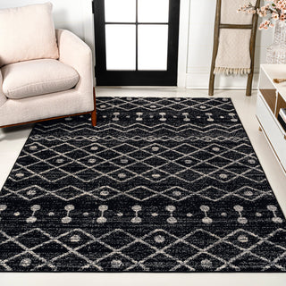 Aksil Moroccan Beni Souk Area Rug, Black/Cream, 3 Ft. X 5 Ft.