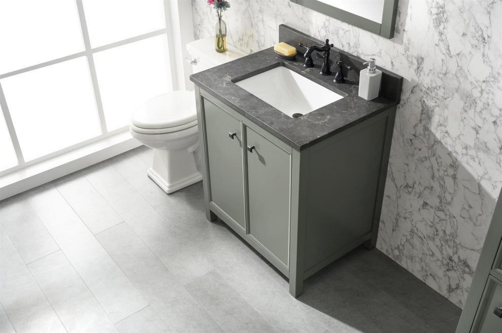 30" Single Sink Vanity Cabinet, Pewter Green