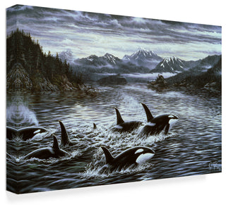 Jeff Tift 'Killer Whales' Canvas Art, 24"x16"