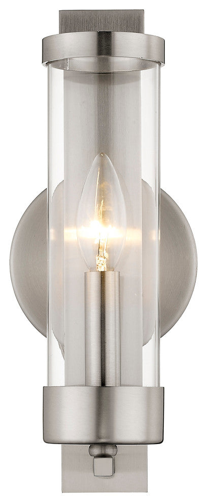 Wall Sconce With Clear Glass, Brushed Nickel