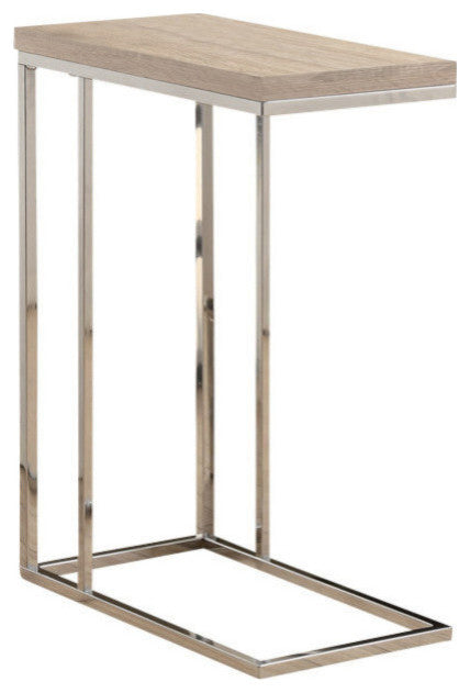 Monarch Specialties Cappuccino Hollow-Core, Chrome Metal Table, Natural/Chrome