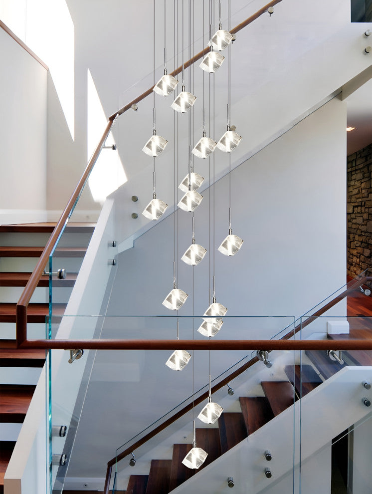 Nice | Crystal Staircase Chrome Chandelier, L36