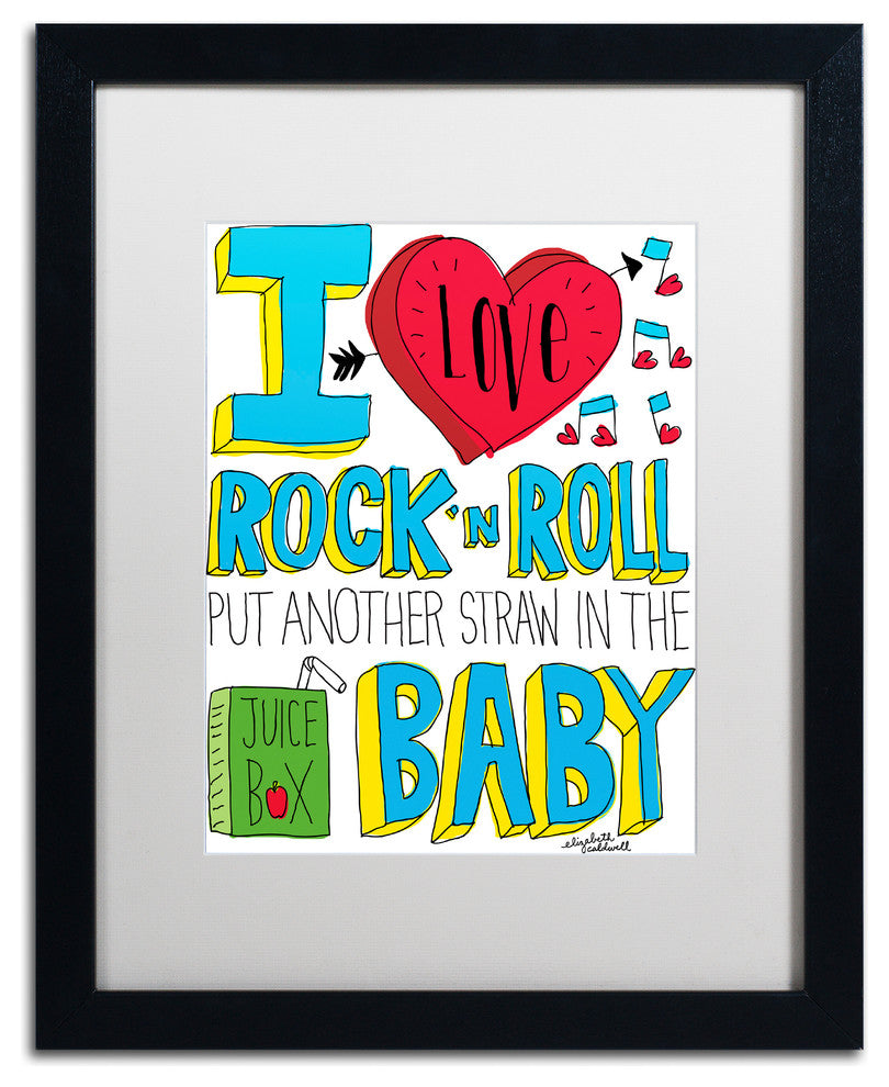 Elizabeth Caldwell 'I Love Rock n Roll' Art, Black Frame, White Mat, 16x20