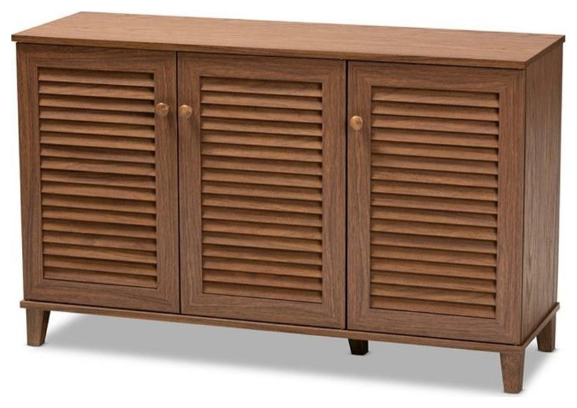 Baxton Studio Coolidge Contemporary Wood 8-Shelf Shoe Cabinet in Walnut Brown